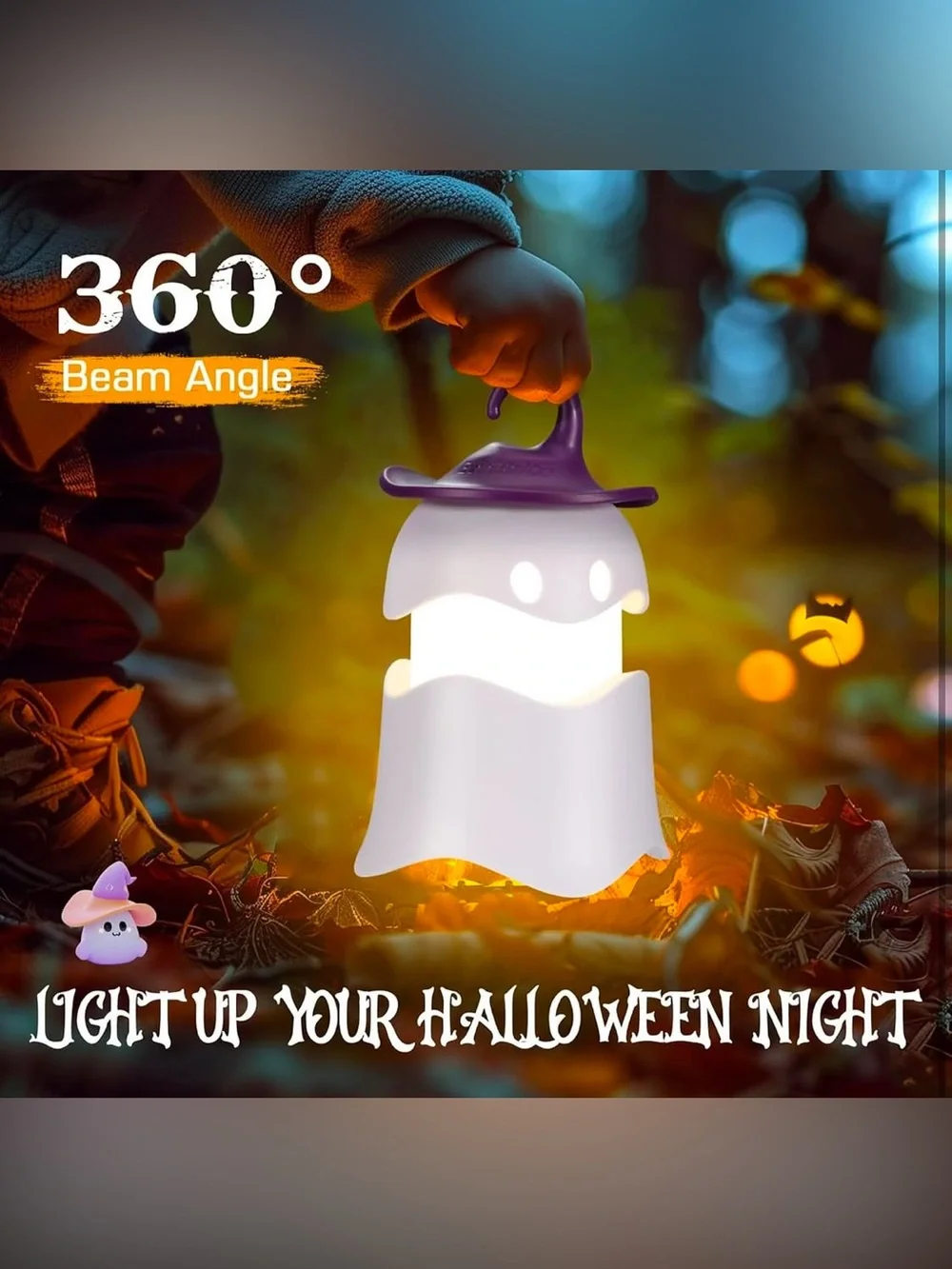 Everbrite Halloween Ghost LED Lantern - Purple & White -